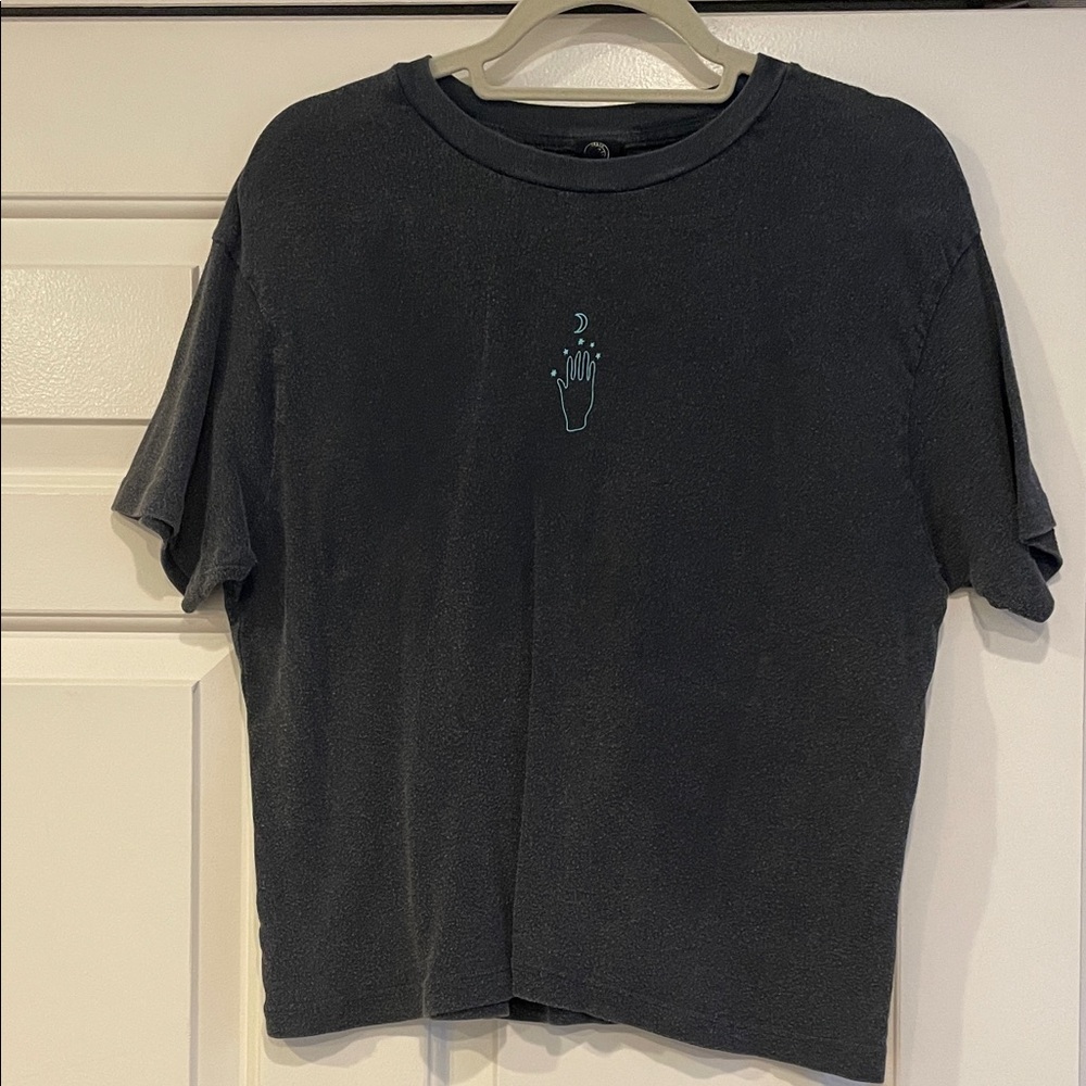 Urban Outfitters Graphic Cropped Tee with Minimal Moon Hand Design